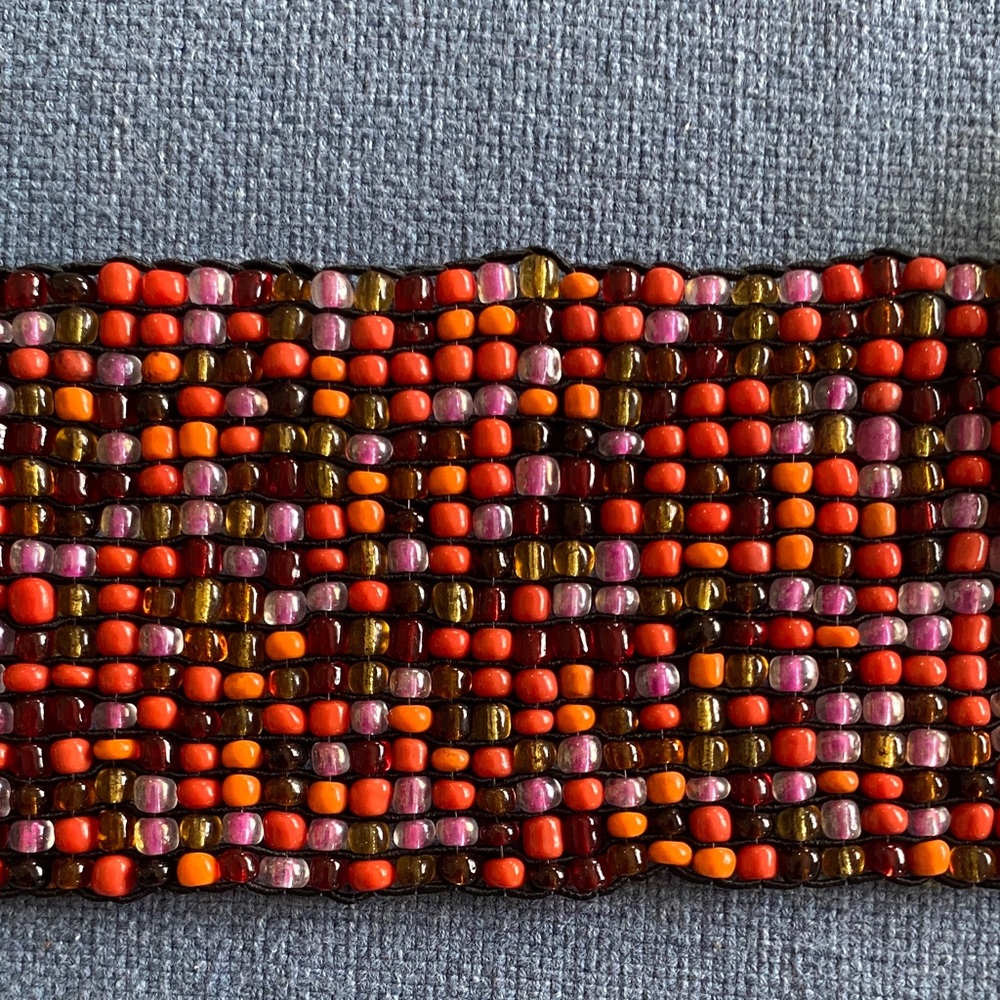 Beaded Belt with Wooden Buckle - Picture 3 of 5